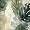 Abstract Simple 3d Mural Hand-Painted Green Leaves Wallpaper Restaurant Cafe Background Wall Paper Home Decor