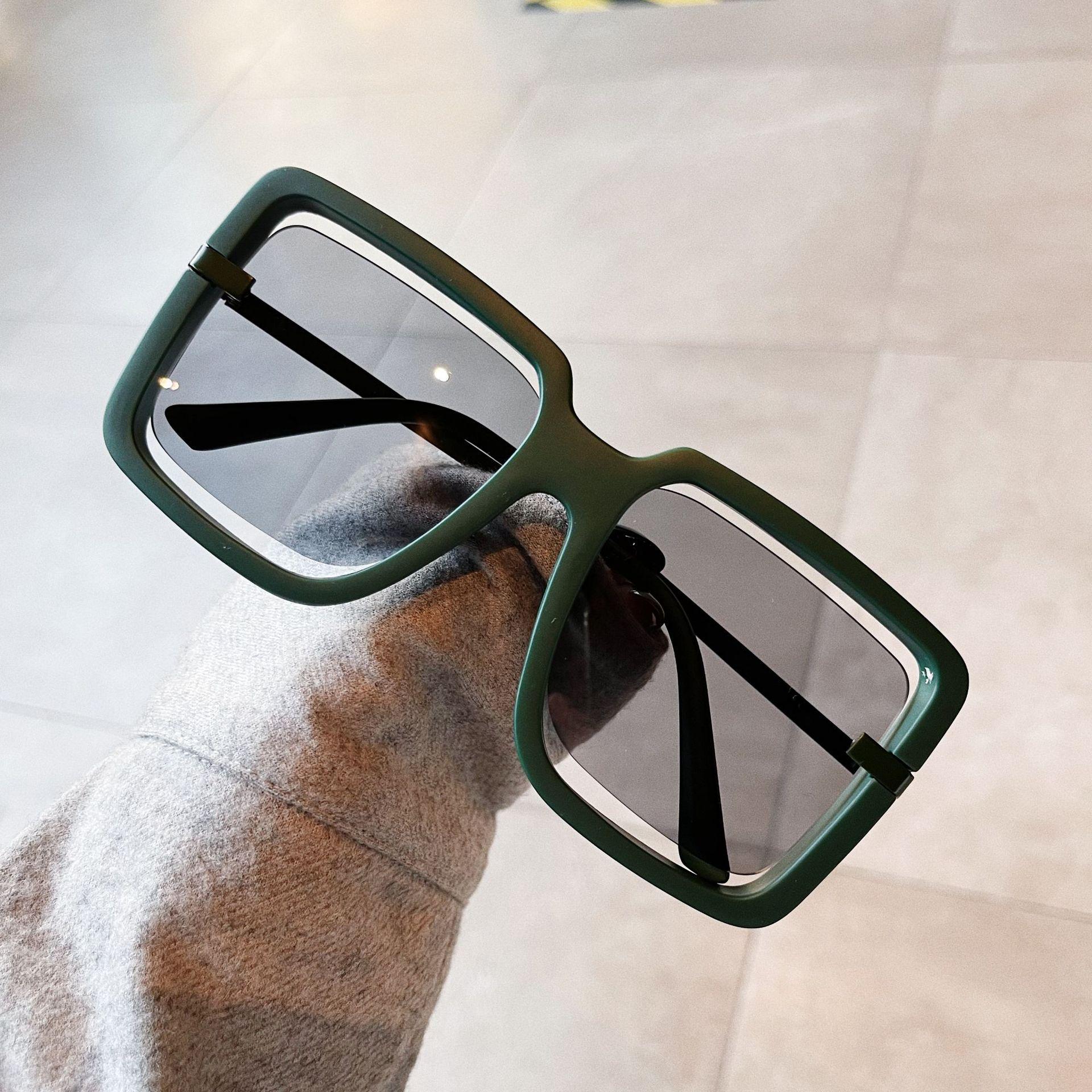 

Korean Style Square Thick Frame Pink Lens Night Vision Sunglasses for Large Faces, Unisex Trendy Fashion.