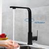 Square Kitchen Faucets 360 Degree Rotation Hot and Cold Water Taps Deck Mounted Mixer Tap Stainless Steel for Household Basin