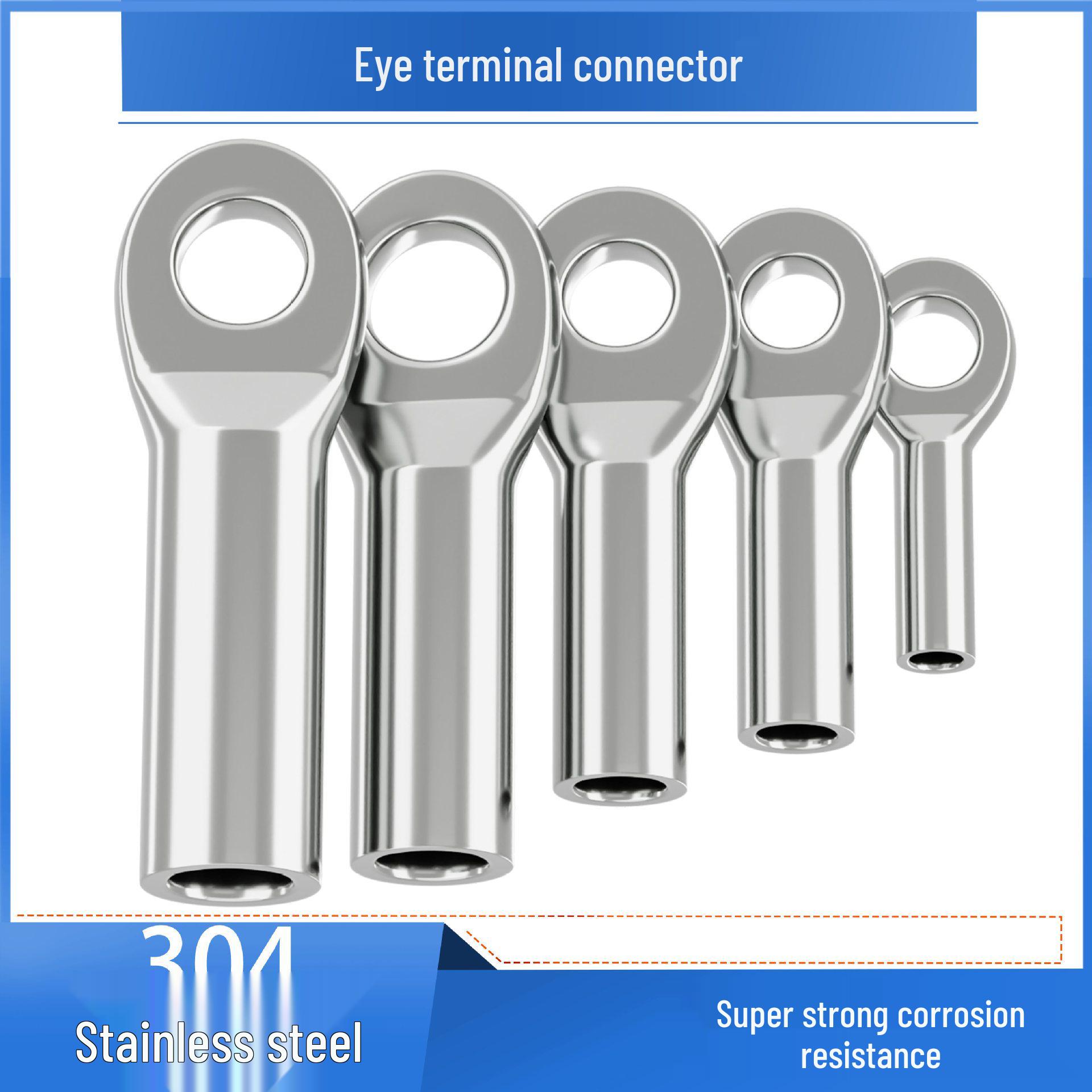 304 Stainless Steel Eye Terminal Crimper for Wire Rope For 2mm Wire Rope [M5 Eye]