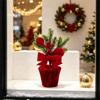 Fabric Christmas Potted Plant Wine Red Christmas Decoration Plant Mini Potted Christmas Tree  Desks