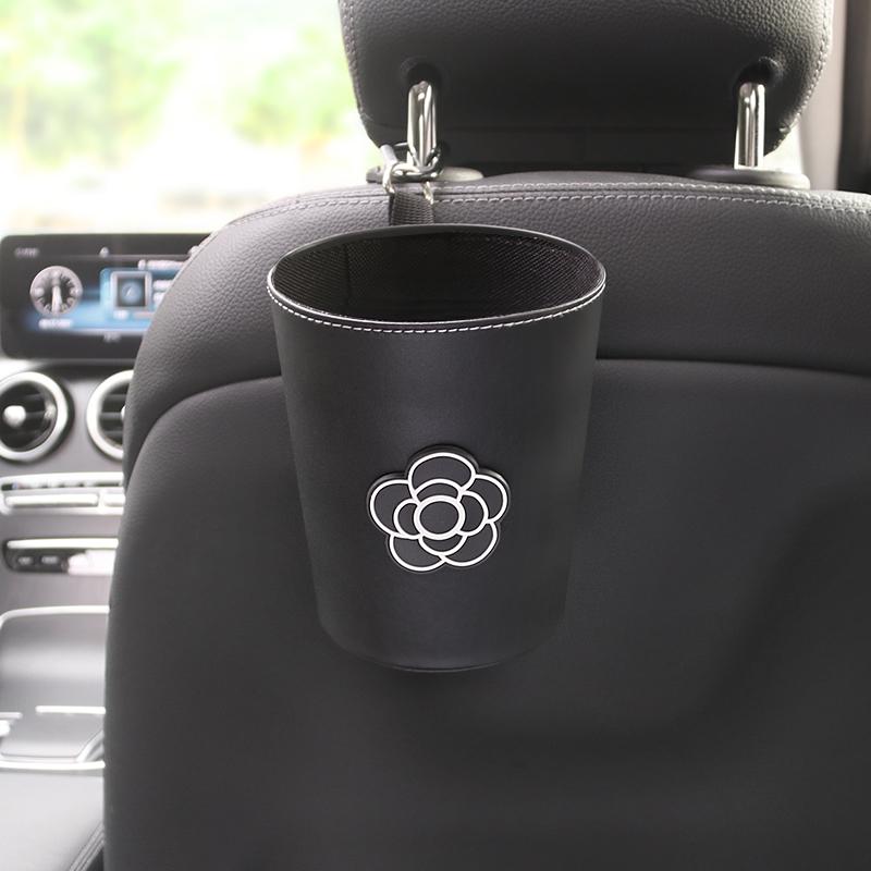 Cute Cartoon Flower Car Trash Bin Can for Back Seat Headrest Mini Auto Outlet Air Vent Organizer Rubbish Bag Garbage Storage