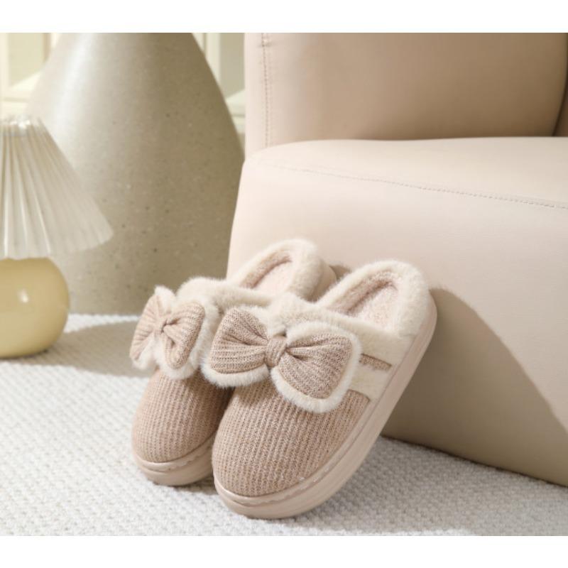 

Осень и зима наступают на нескользящие хлопковые домашние тапочки с бантом, верхняя одежда, домашние хлопковые тапочки для пар, женские плюшевые нескользящие теплые 40-41