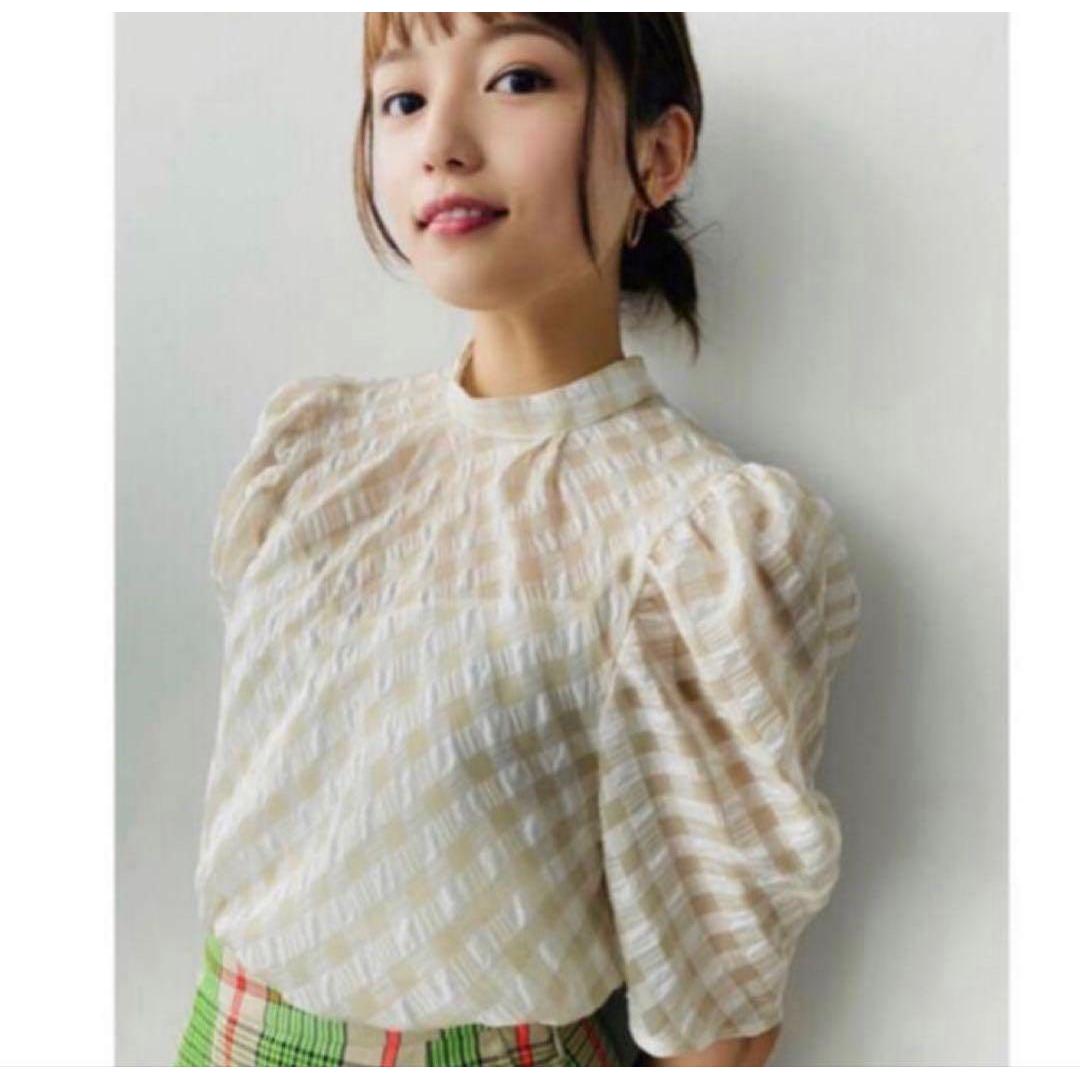 Lily Brown Gingham Check Puff Sleeve Blouse