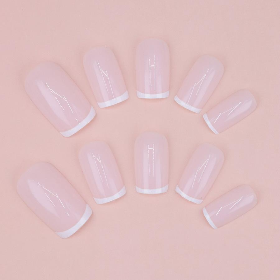 24 stück Einfache weiß crescent quadrat nagel neue temperament einfache nagel kunst über herbst und winter weiß nagel kunst tragen nagel