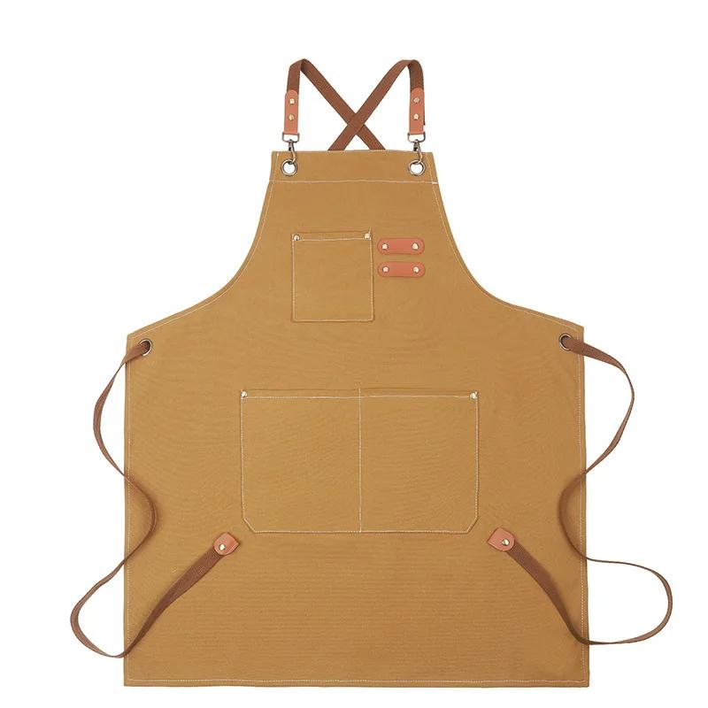 Untior Perfessional Kitchen Apron Canvas Chef Apron Oil-proof Can Wipe Hands Kitchen Cooking With Tool Pockets Work Uniform