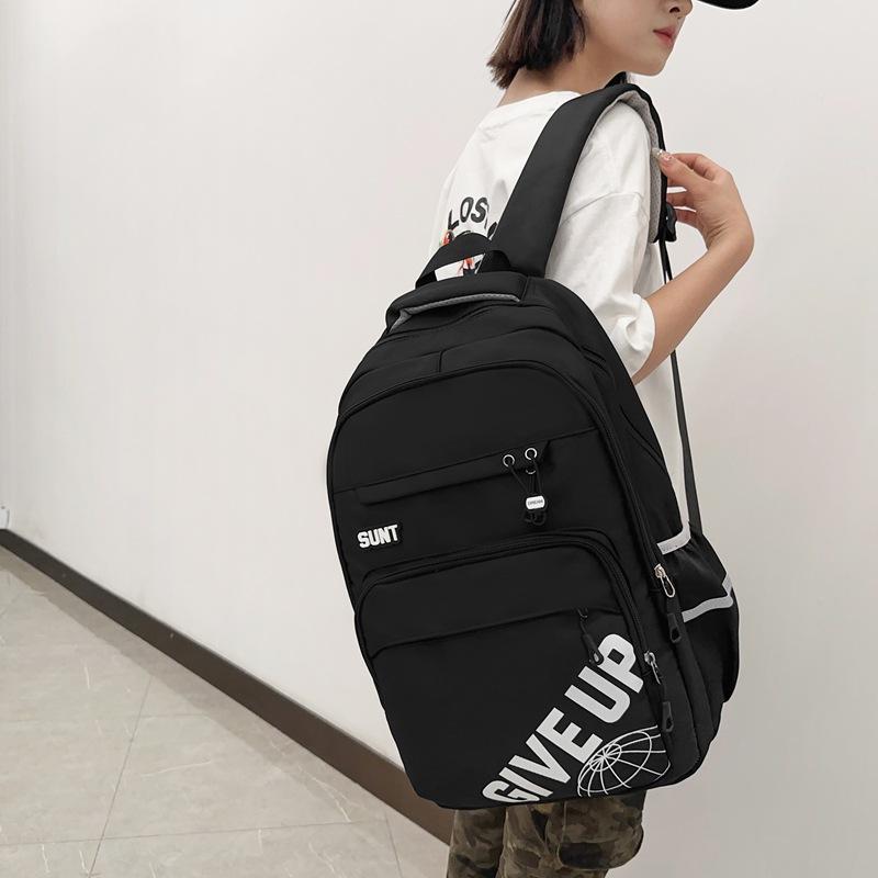 

Школьная сумка для учениц младших классов средней школы и учащихся начальной школы 2024 новый рюкзак для старшей школы, рюкзак большой вместимости для студентов колледжей чёрный