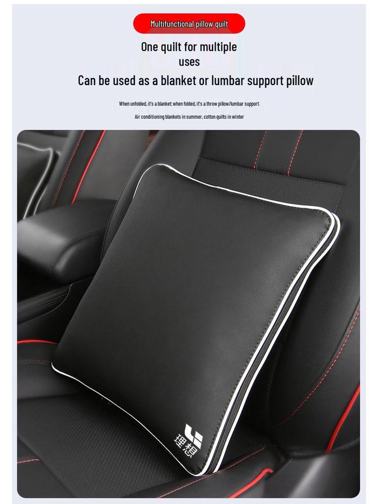 Genuine Leather Car Interior Set: Headrest & Lumbar Support Cushion