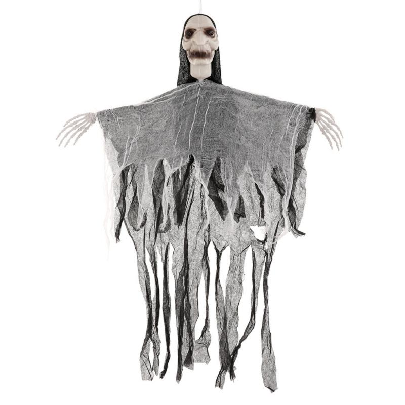 

Halloween Skeletons Specter Hanging Props Easy to Install Hanging Specter For Home Party Yard Haunted House Decorations серый