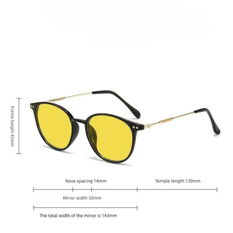 Women's INS Style Oversized Round Night Vision Myopia Glasses Stylish Anti-Glare Night Driving Eyewear with Minus Diopters