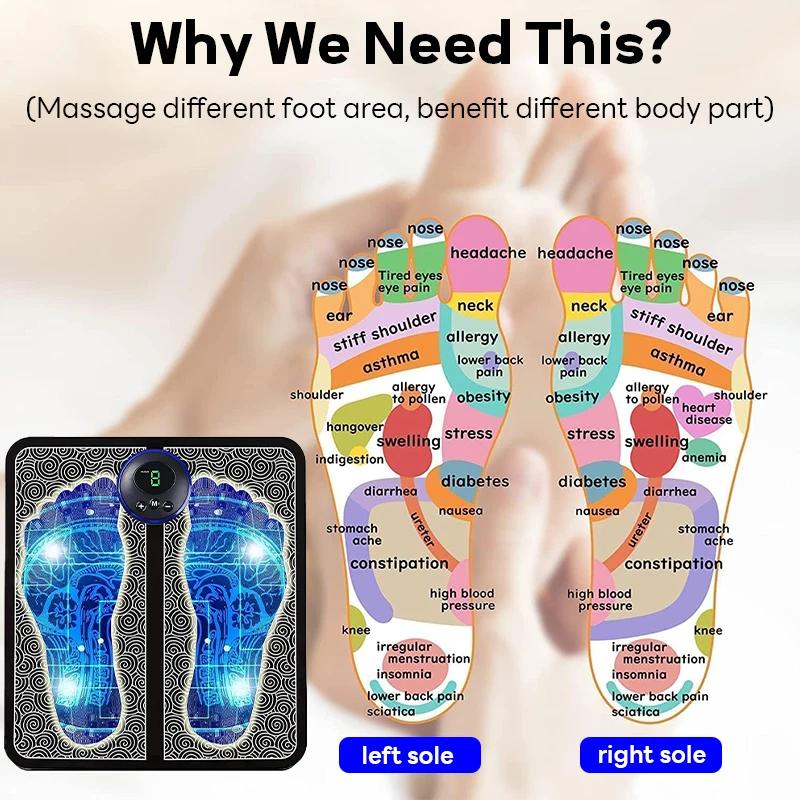 Foot Massger Sole Massage Pad Feet Muscle Stimulation 8 Modes 19 Level Relax Improve Blood Circulation Relief Pain Relax Feet