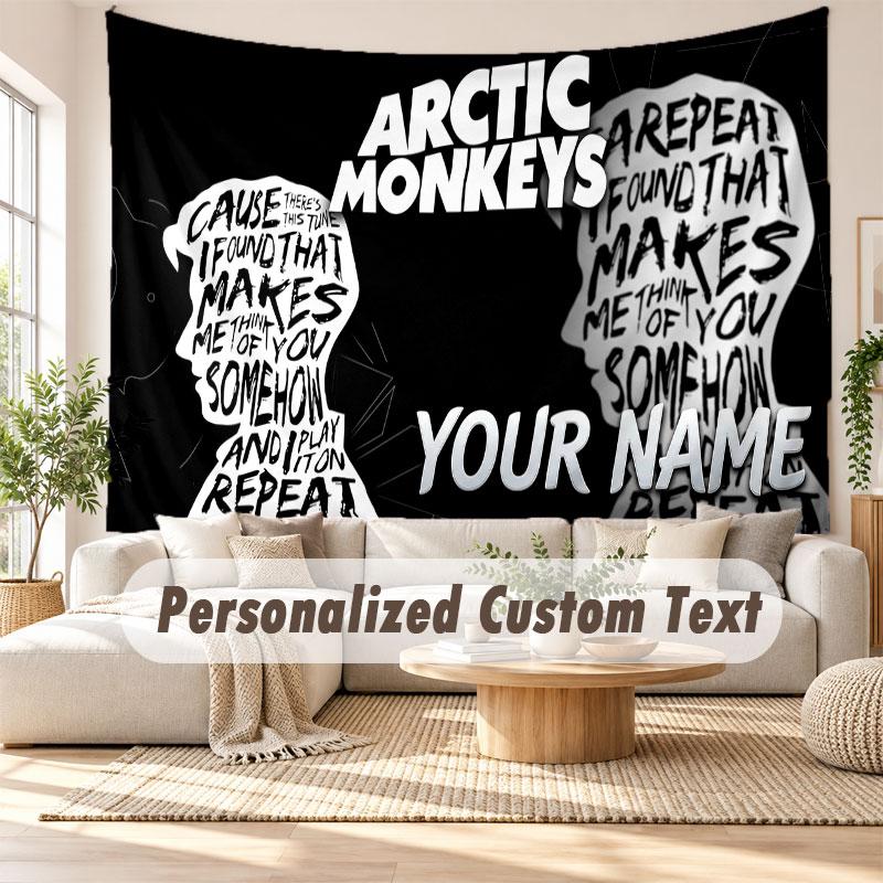 Custom Name Wall Hanging Tapestry,Arctic Monkeys Decorative Backdrop Tapestry For Dorm Home