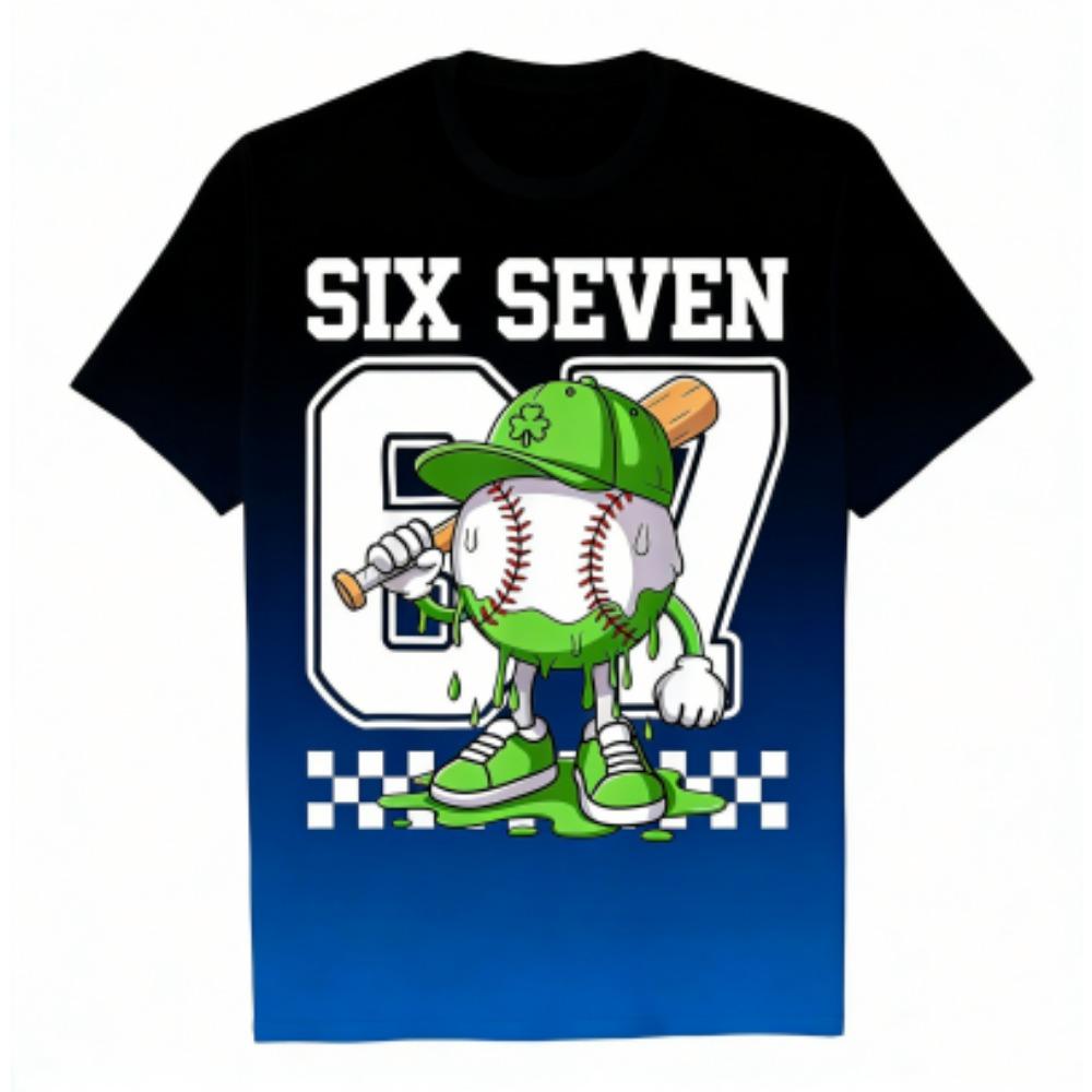 

Men s T-Shirt Fun 67 Six Seven Print Men s and Women s Summer Short Sleeve Round Neck Casual Top Outdoor Men s Clothing XXS