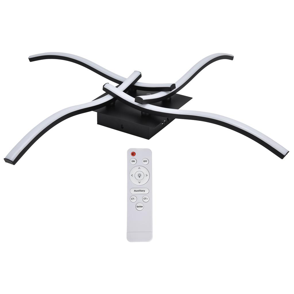 Oświetlenie sufitowe LED o falistym kształcie 3-kolorowe ściemnianie oprawa sufitowa z kutego żelaza z pilotem w kolorze czarnym