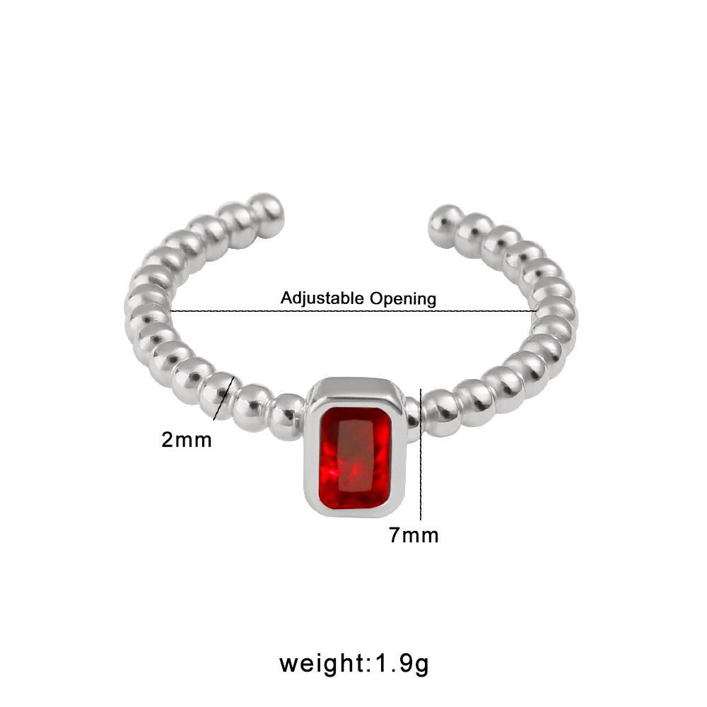 Spring-Summer Versatile Zircon Bead C-Shaped Stainless Steel Ring - European Style Light Luxury Jewelry