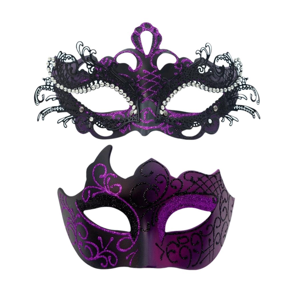2 Stück Spitzenbemalte Maske Farbverlauf Glitzer Augenmaske Gotisches Elegantes Halbgesichtsmasken-Set Maskenballparty