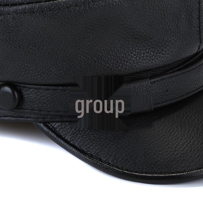 Korean Style Genuine Leather Duckbill Cap for Men & Women - Autumn/Winter Flat Top Military Biker Cap