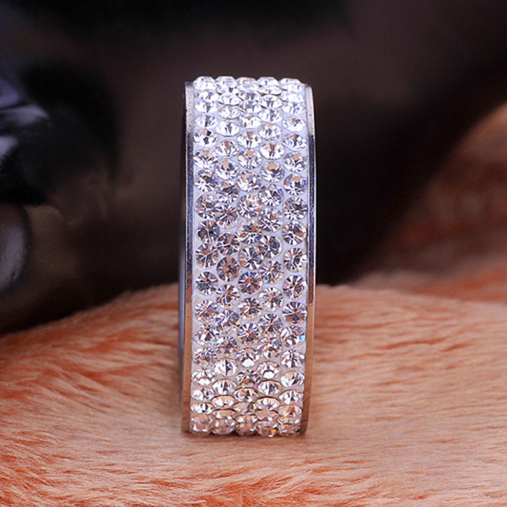 8mm Women/Men Unisex Jewelry Stainless Steel Weddig Band Ring Full Filled Zircon