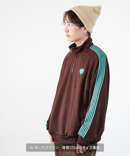 [IMPROVES] [SIDEWAYSTANCE] Embroidered One-Point Line Jersey Long Sleeve Half-Zip Jacket