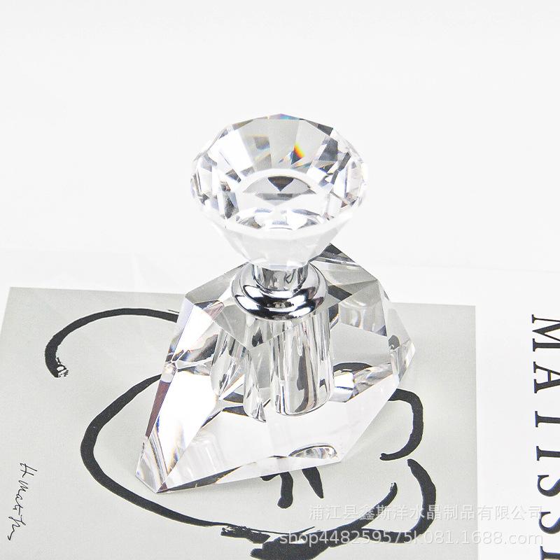 Creative Gemstone Crystal Perfume Bottle Exquisite Amber Diamond-shaped Perfume Bottle Modern Transparent Decorative Jar Gift