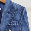 Spot 2025 Autumn/Winter European & American Fashion Double-Breasted Washed Denim Slim Jacket