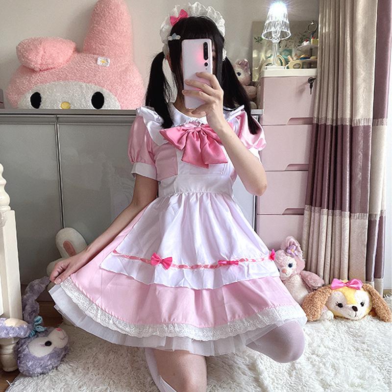 Japanese sweet cute pink and white maid costume cosplay two-dimensional soft sister maid uniform