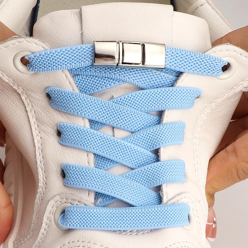 Lazy Shoelaces Elastic Solution Design For Easy On/Off No Tie Shoe Laces 8MM Reticulate Pattern Compilation Flat Shoelace