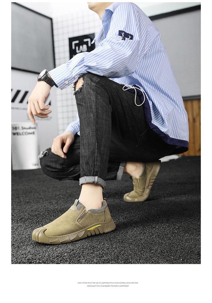 Men's Black Soft-soled Low-top Labor Protection Shoes: Wear-resistant and Versatile Casual Shoes for Autumn Office.