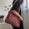 Winter Fashi Pink Rose Ladies Shoulder Bag Retro Corduroy Women Shopping Bags Student Girls Thin Cloth Handbags Travel Tote