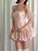 Vietnamese Cherry Blossom Pink Lace Strapless Princess Dress - Adult Birthday Gift