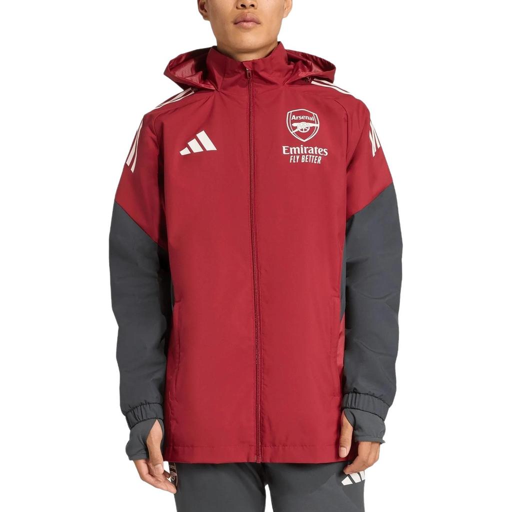 Adidas Arsenal Kapuzen-Reißverschluss Gestreifte Langarmjacke Herrenjacke JI9561