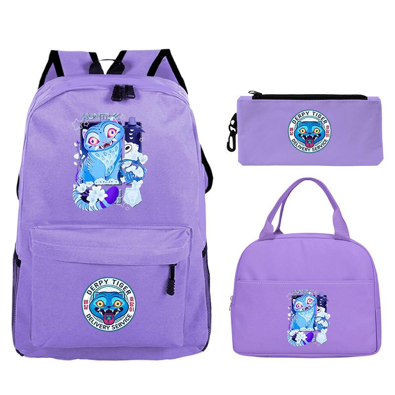 Demon Hunters Printed Children's Backpack Three-piece Campus Fashion Primary and Secondary School Students Large Capacity School Bag