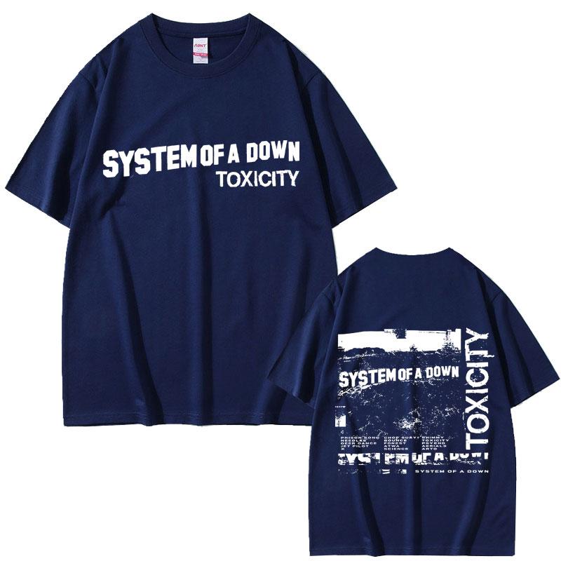 System of A Down Toxicity Album Graphic T Shirt Men Gothic Rock Oversized Short Sleeve Mens 90s Alternative Metal Tshirt