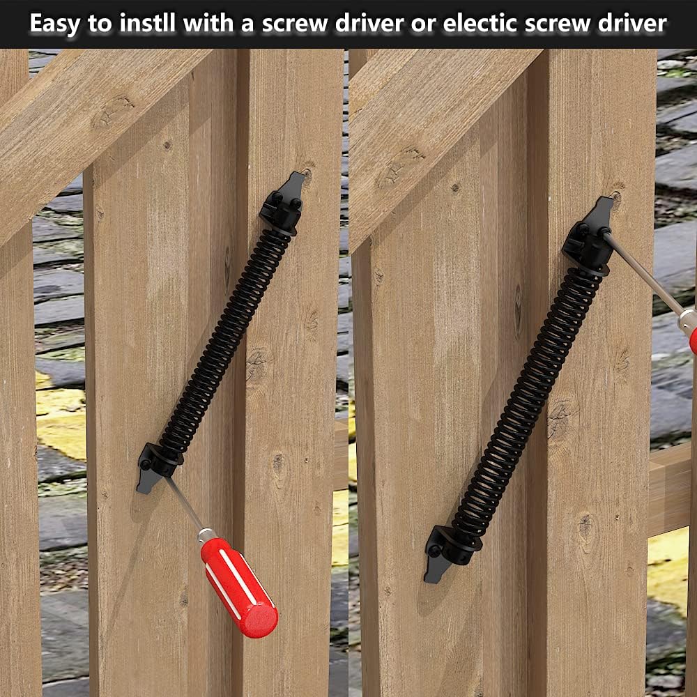 skysen 14" Fence gate Spring self Closing and Adjustable for Wooden or Vinyl Fence,Carbon Steel,Black(gate spring-14)