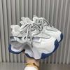 Korean version of mesh dad shoes women 2025 new color matching heightened thick sole lace-up sports leisure breathable soft bottom trendy