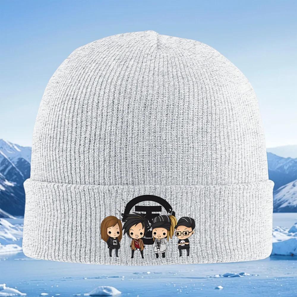 Group chibi characters black background Knitted Hat Unisex Women Unisex Beanie Pullover Cap Winter Thermal Warm Christmas Outdoor C