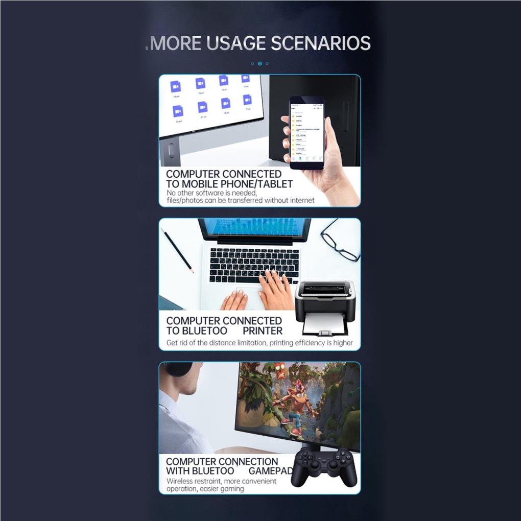 Bluetooth-kompatibel 5.0 USB-Adapter Professionell Tragbar Leicht Praktisch Tragbar Drahtlose Adapter PC