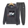 Hooded Sweatshirt Women's Hoodie Say No Men Suit Hoodie Two Pieces Set Autumn Men's Hoodie + Pants Sets
