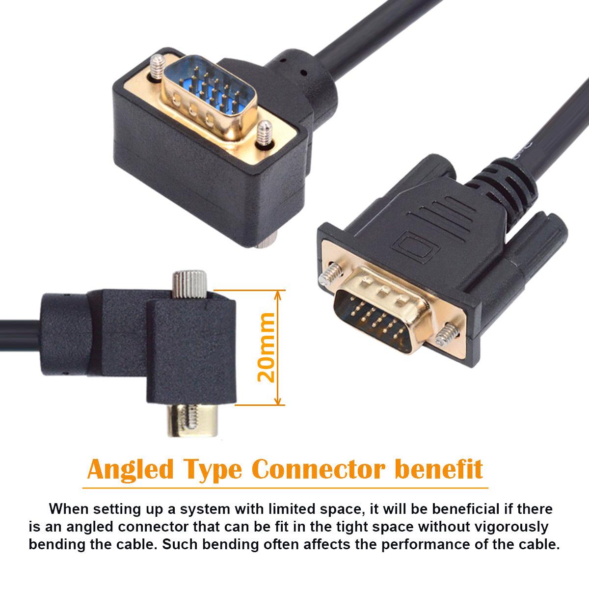 

DB-007-DN-1.0M Down Angled VGA RGB Male to Straight Male Extension Cable 3COAX+6C for Monitor/Projector/Computer As Shown A