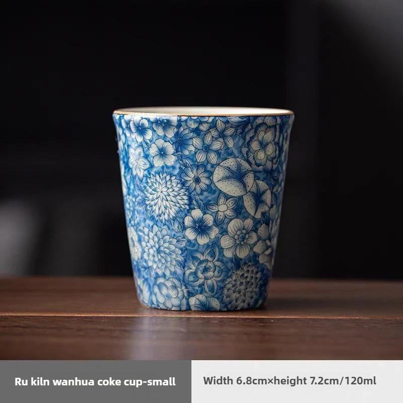 

Керамическая чашка для чая ручной работы Ru Kiln, бежевый китайский чайный сервиз Kung Fu, можно мыть в посудомоечной машине, домашний подарок для чайной церемонии 110ml