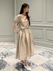 MER MER (2 Colors) Puff Set (Blouse/Skirt) Black/Champagne Gold