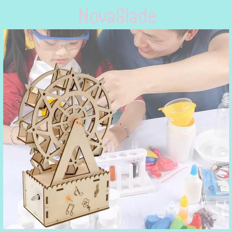 Wooden Diy Rotating Music Ferris Wheel Educational Steam Toy For Kids Customizable Material