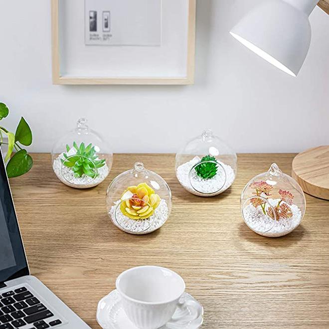 Dropshiping Hanging Glass Planter Round Air Plant Terrarium Decorations With Sling  for Succulent Tillandsia Candle Holder