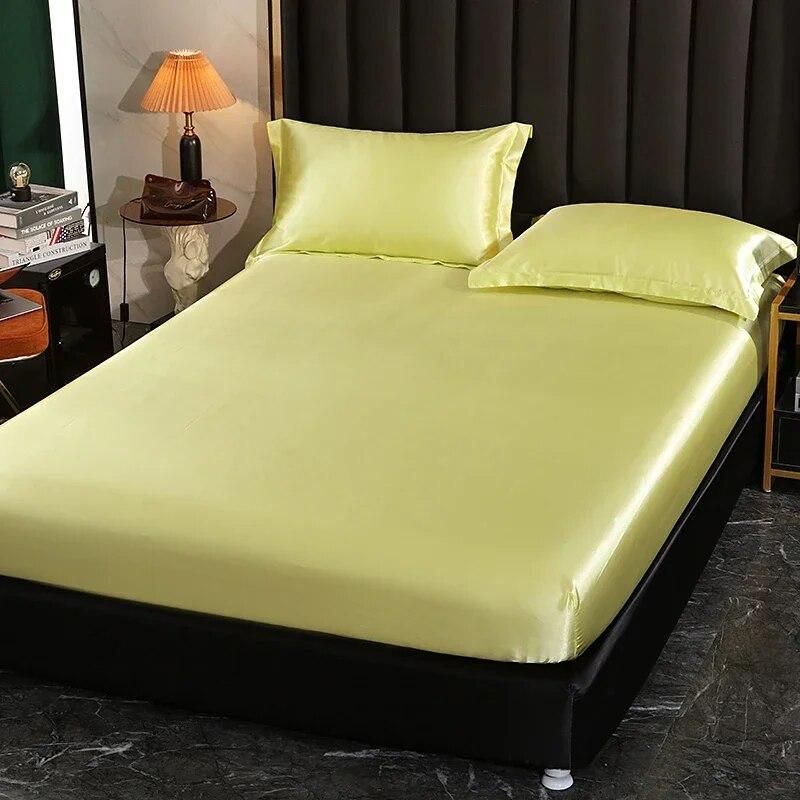 Luxuriöses Satin-Spannbettlaken, hochwertiger Matratzenbezug, einfarbiges Bettlaken mit Gummiband, Bettlaken 140 x 200, 160 x 200 Spannbettlaken