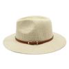Woven Straw Hat French Top Hat Belt Accessories Jazz Hat Breathable Foldable Non-Deforming Hat