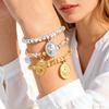 Vintage dreifarbige Perlenkettenarmband mit Jungfrau Maria für Damen, Armband mit heiligem Rosenkranz aus Edelstahl, Mode religiöser Schmuck Geschenke