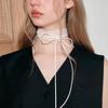 Thin Mesh Lace Clavicle Scarf Sweet Clavicle Chain Versatile Ribbon Choker Necklace  Y2K