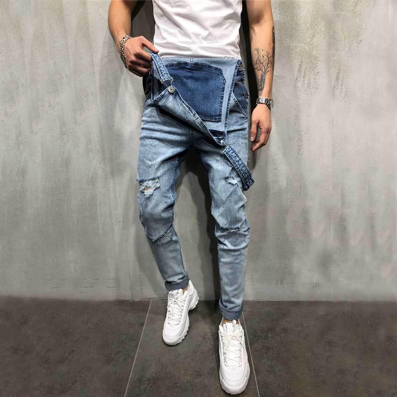 Men'S Jeans New Style Men'S Denim Suspenders With Holes