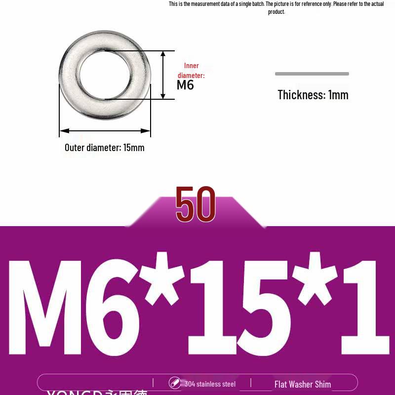 304 Stainless Steel Thickened Flat Washer / Ultra-thin Metal Gasket, Sizes M1.6-M10