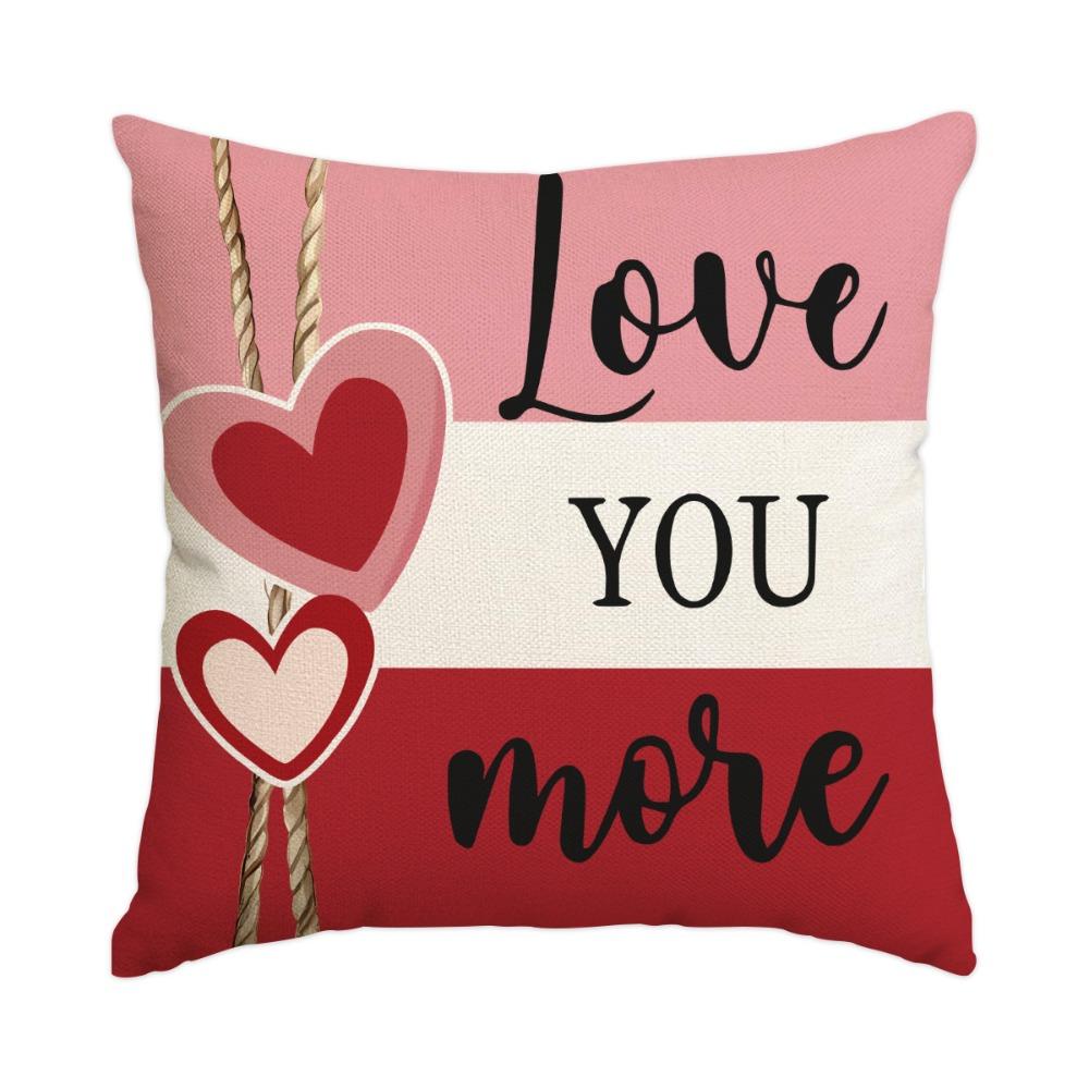 Romantic 45*45cm Valentine's Day Cushion Cover Red Pink Decorative Pillowcase Love Pattern Throw Pillow Cover Headboard Pillow